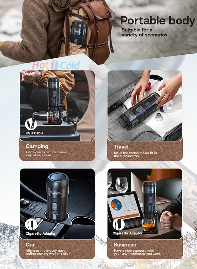 HiBREW Portable Coffee Machine for Car & Home,DC12V Expresso Coffee Maker Fit Nexpresso Dolce Pod Capsule Coffee Powder H4A