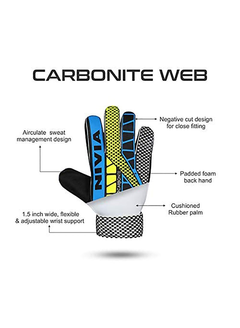 Carbonite Web Goalkeeper Latex Double Hand Gloves with Grip| Large | Unisex | for Football, Soccer goalkeeping