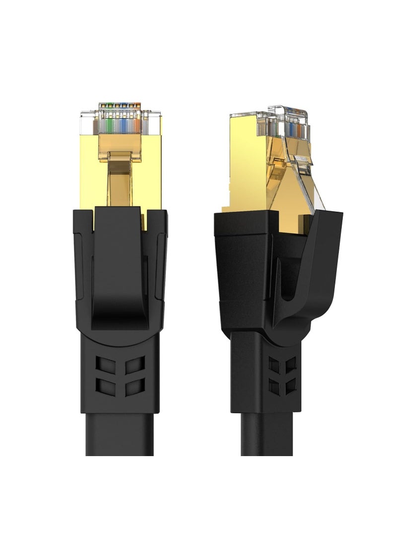 CAT8 Ethernet Cable, High Speed Heavy Duty Cat8 LAN Network Cable 40Gbps, 2000Mhz with Gold Plated RJ45 Compatible with Gaming Switch PC PS5 PS4 Xbox Modem Router WIFI Extender Patch Panel  - Black (30M)