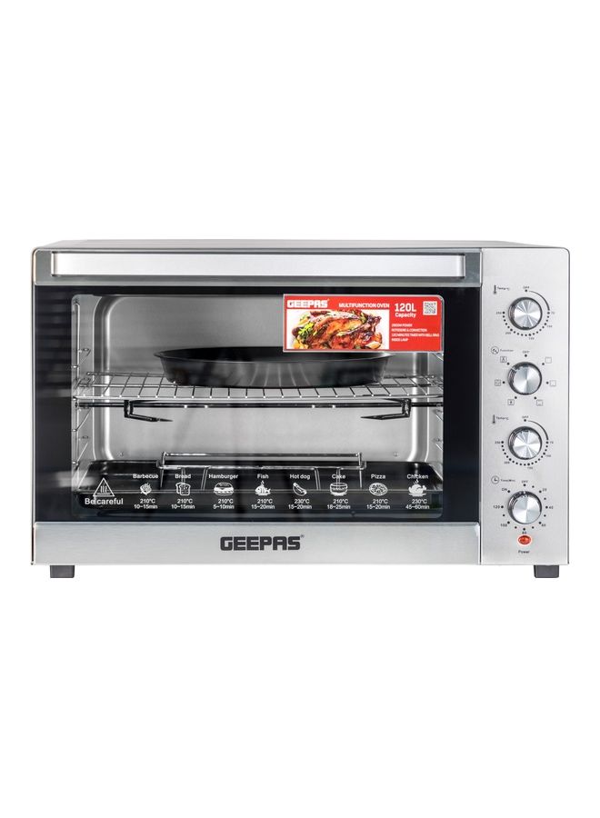 Multifunction Rotisserie Oven Adjustable Temperature Control With Timer Convection 120 L 2800 W GO34057 Silver