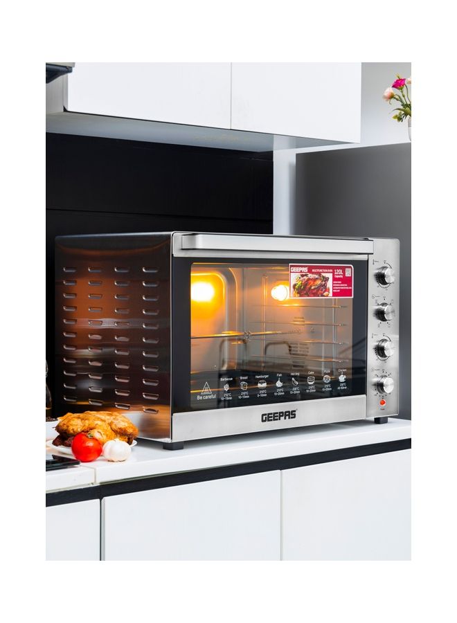 Multifunction Rotisserie Oven Adjustable Temperature Control With Timer Convection 120 L 2800 W GO34057 Silver