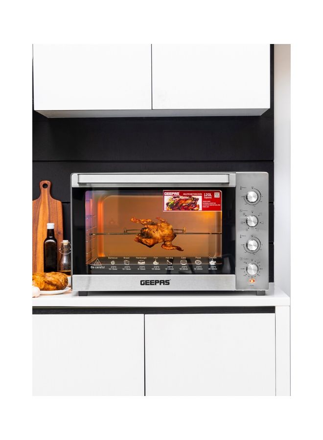 Multifunction Rotisserie Oven Adjustable Temperature Control With Timer Convection 120 L 2800 W GO34057 Silver