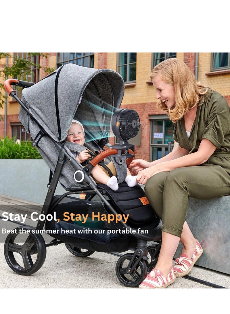 Portable Mini Fan for Stroller 6 inch Rechargeable Brushless Motor Clip on Fan with Night Light Ultra Silent 360° Rotation Fully Automatic Shaking Head 5 Speeds for Baby Strollers Car Seats Library