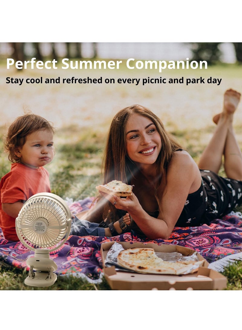 Portable Mini Fan for Stroller 6 inch Rechargeable Brushless Motor Clip on Fan with Night Light Ultra Silent 360° Rotation Fully Automatic Shaking Head 5 Speeds for Baby Strollers Car Seats Library