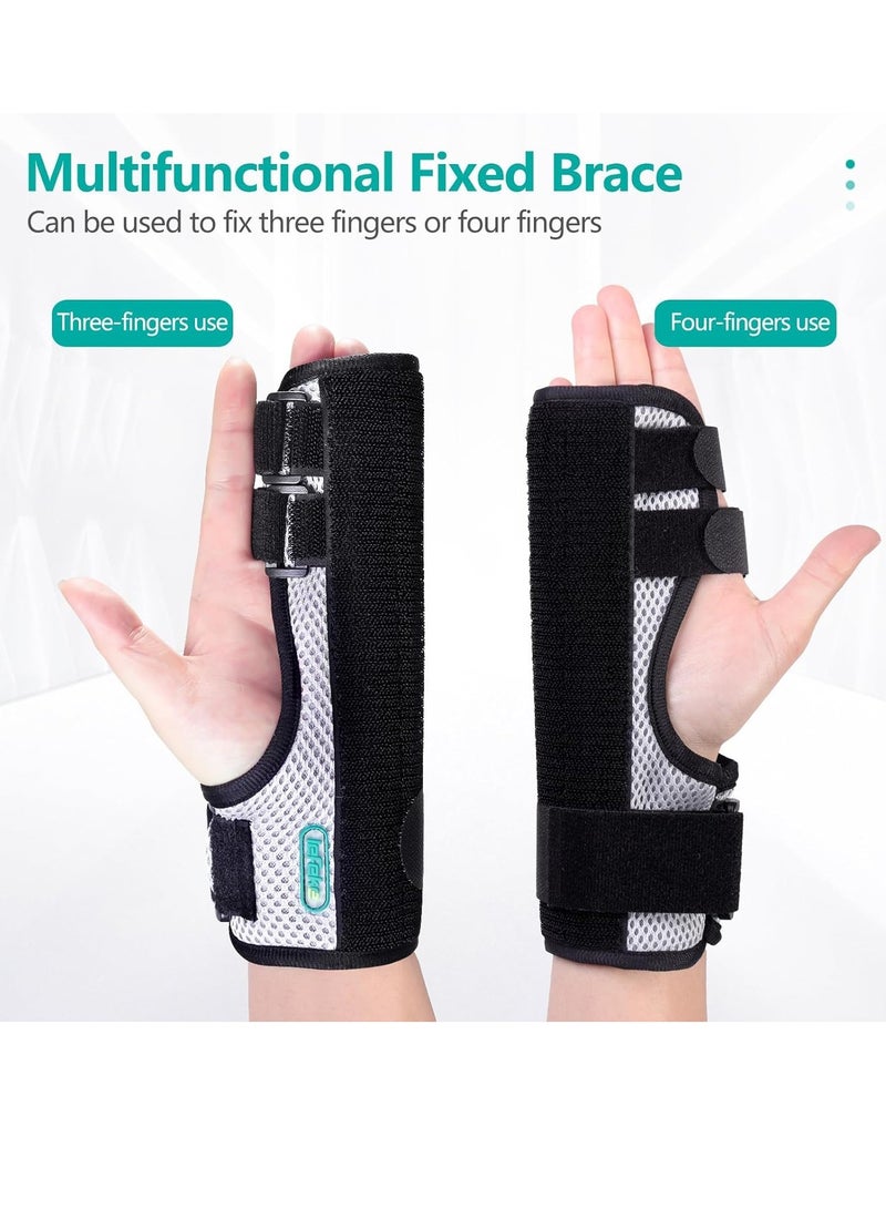 Trigger Finger Splint, Multi Finger Brace for Middle, Index, Pinky or Ring Fingers, Adjustable Finger Straightening Immobilizer with 4 Metal Bars for Broken Fingers, Arthritis, Contractures