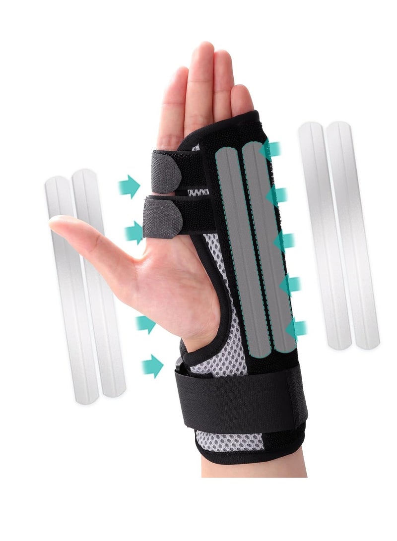 Trigger Finger Splint, Multi Finger Brace for Middle, Index, Pinky or Ring Fingers, Adjustable Finger Straightening Immobilizer with 4 Metal Bars for Broken Fingers, Arthritis, Contractures