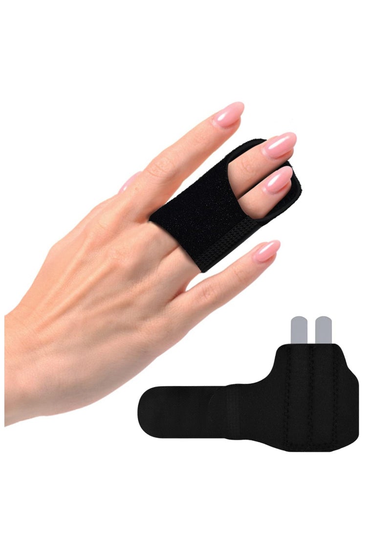 2 Pcs Finger Splints, Compression Elastic Finger Wrap Strap with 2 Metal Bars, Adjustable Trigger Finger Brace, Mallet Finger Support for Arthritis Pain, Sport Injuries