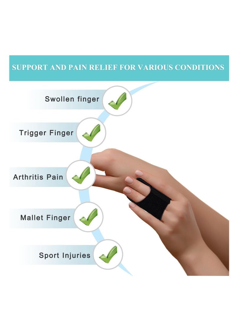 2 Pcs Finger Splints, Compression Elastic Finger Wrap Strap with 2 Metal Bars, Adjustable Trigger Finger Brace, Mallet Finger Support for Arthritis Pain, Sport Injuries