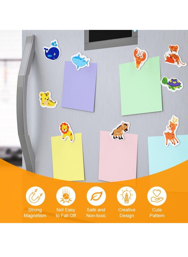 Wooden Animal Magnets, 36Pcs Cartoon Magnetic Animal Fridge Magnets for Magnetic Whiteboards, Photos, Maps, Office Stickers, Refrigerator Magnets Cute Educational Learning Toys for Kids