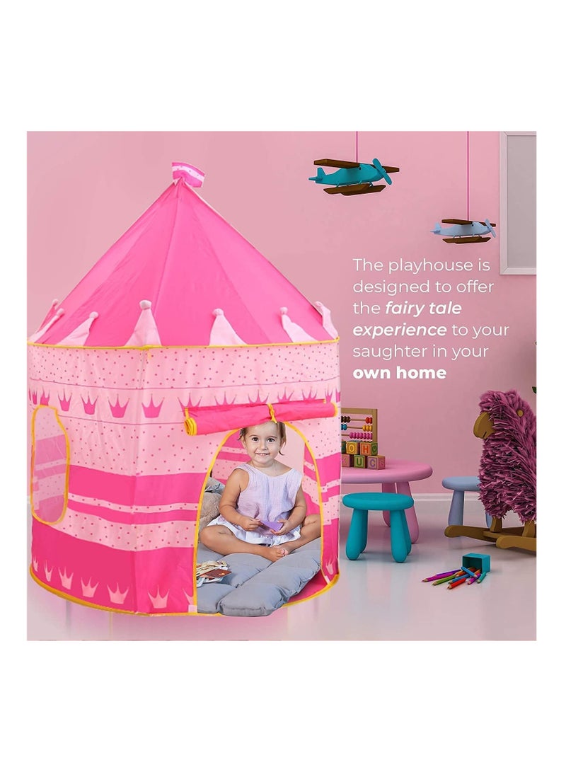 Foldable Princess Castle Play Tent for Indoor & Outdoor Adventures (Pink)