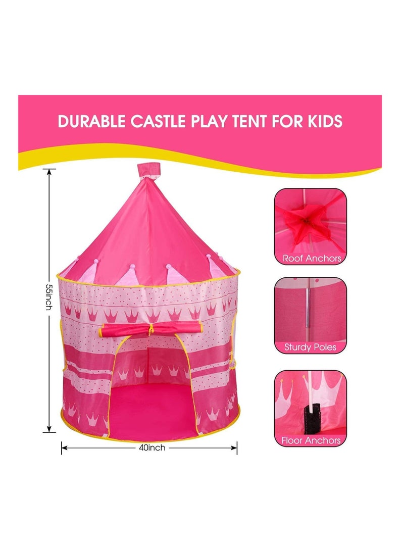 Foldable Princess Castle Play Tent for Indoor & Outdoor Adventures (Pink)