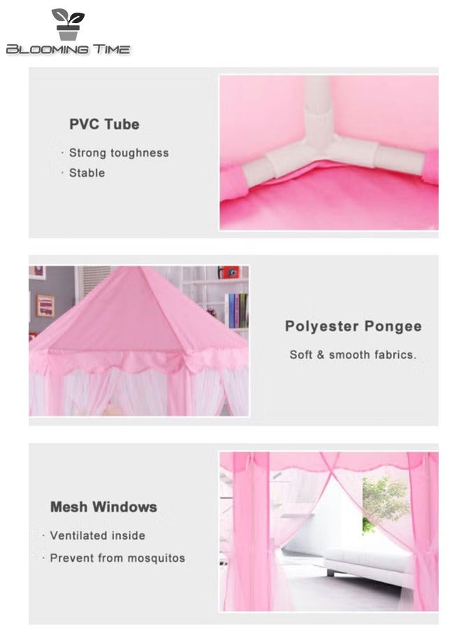 Children's Tent Indoor Tulle Hexagonal Baby Decoration Play House Princess Play Castle Tent Doll House Pink