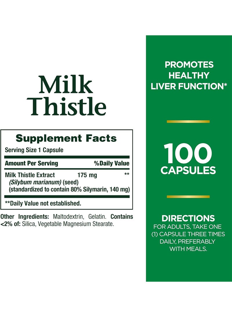 Milk Thistle Pills And Herbal Health Supplement Supports Liver Health 175 Mg 100 Softgels