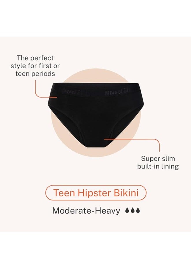 Teen Hipster Bikini - Moderate-Heavy Absorbency - Period Protection Underwear for Teens