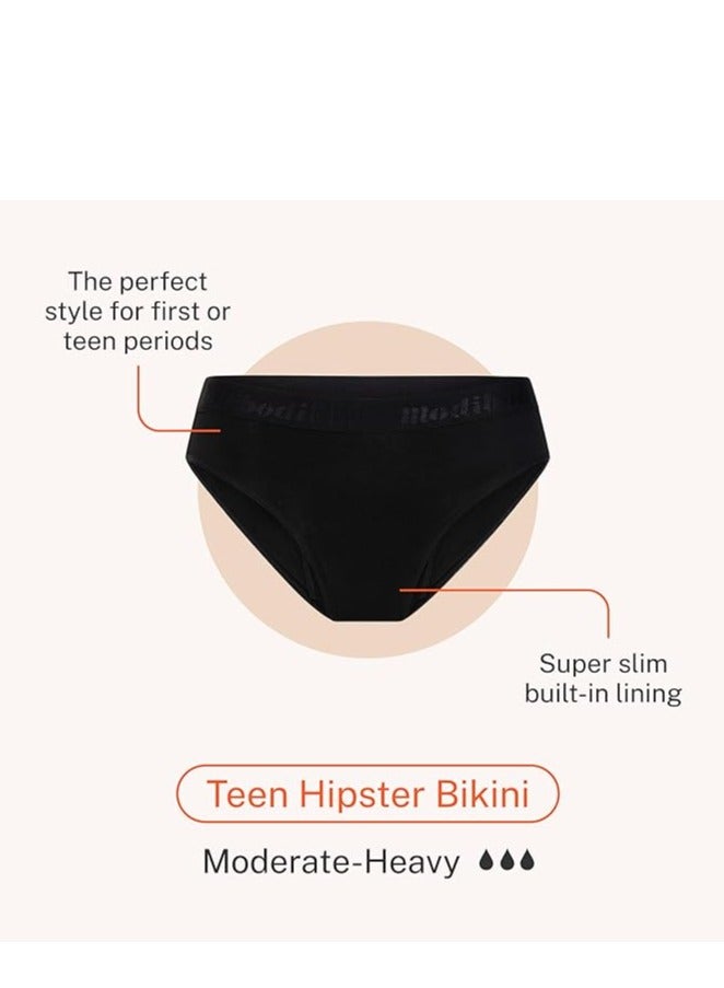 Teen Hipster Bikini - Moderate-Heavy Absorbency - Period Protection Underwear for Teens