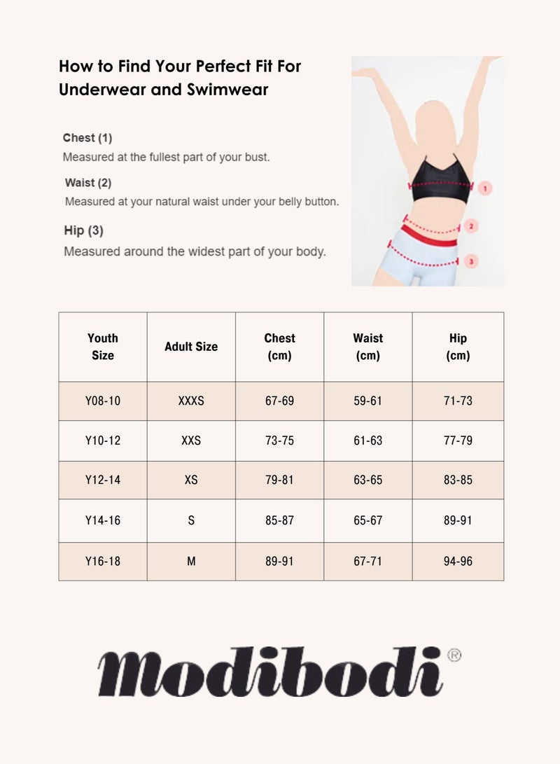 Teen Hipster Bikini Moderate-Heavy Absorbency - Period Protection Underwear for Teens - Menstrual Period Panties