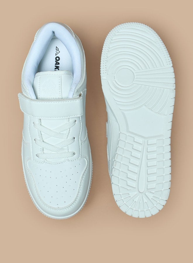 Panelled Sports Shoes with Hook and Loop Closure