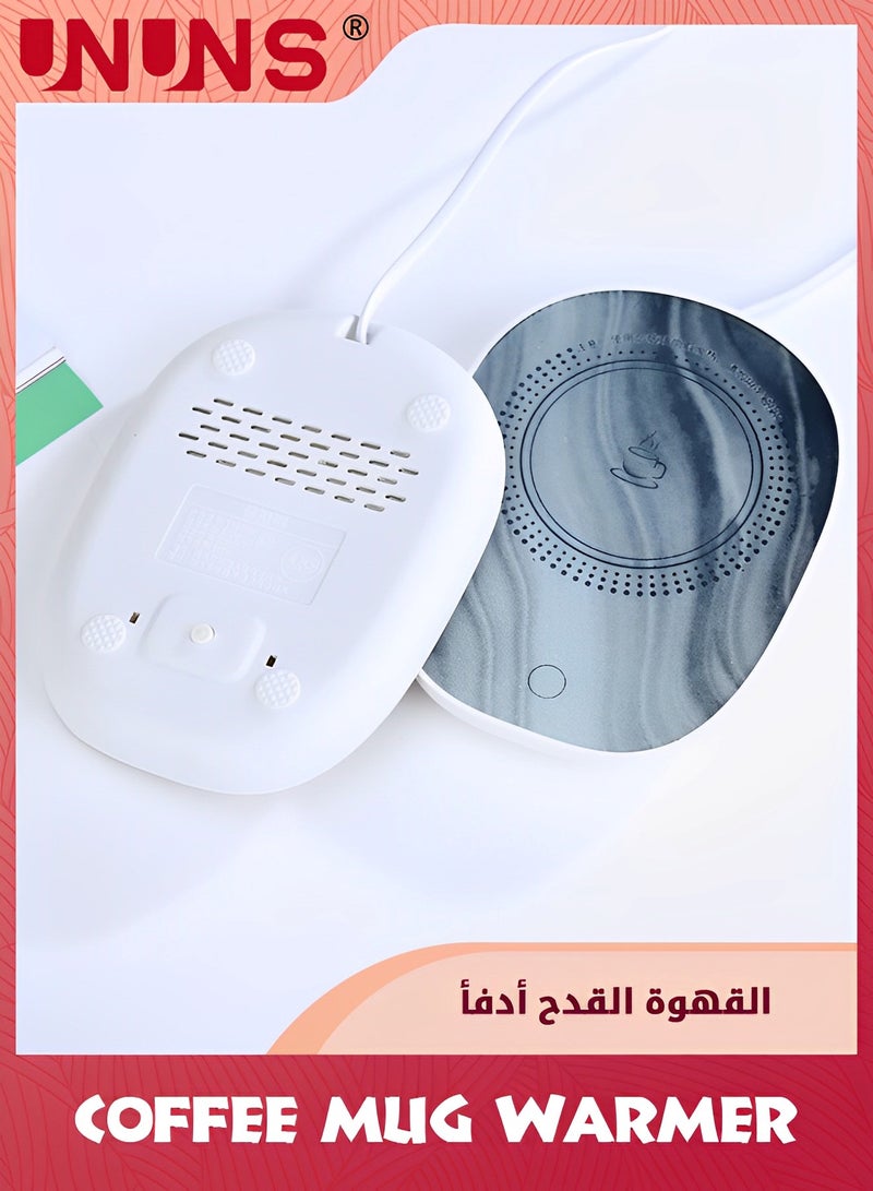 Coffee Mug Warmer,Beverage Warmer Set,Auto On/Off Gravity-Induction Coffee Tea Water Milk Warmer,Ceramic Cup Set For Office Home Use,Gray