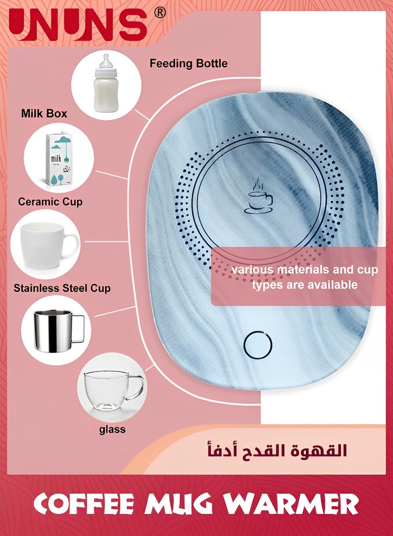 Coffee Mug Warmer,Beverage Warmer Set,Auto On/Off Gravity-Induction Coffee Tea Water Milk Warmer,Ceramic Cup Set For Office Home Use,Gray