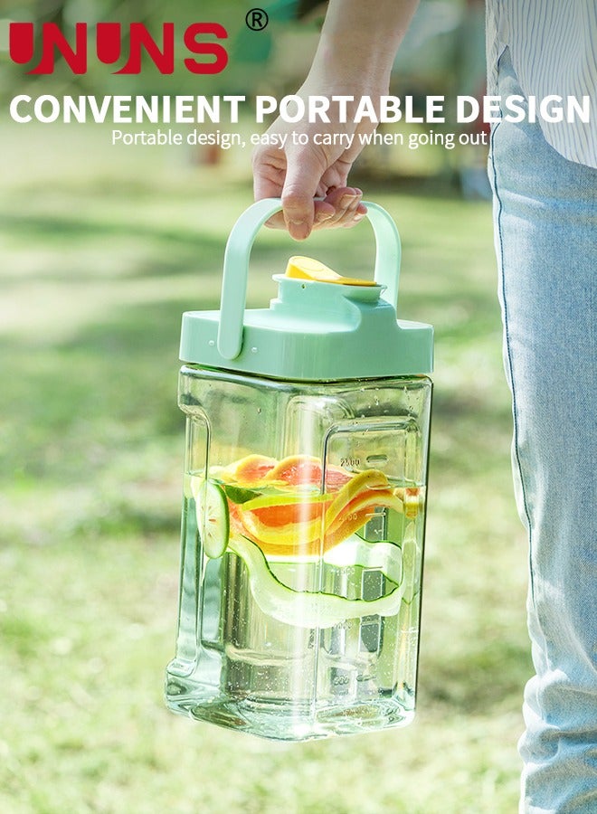 Plastic Drink Dispenser With Spigots,3.5L Portable Sun Tea Pitcher,100% Leakproof Fridge Beverage Dispensers Jug,Wine Milk Lemonade Container for Party Picnic