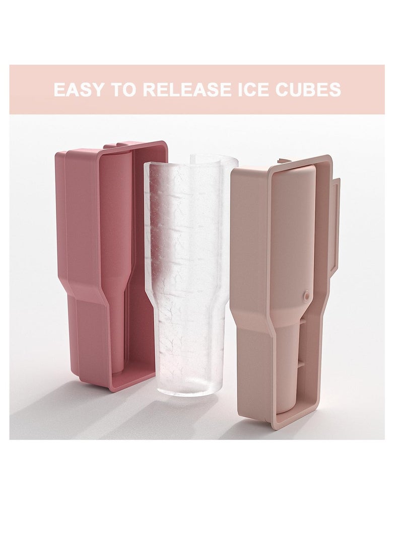 Ice Cube Tray Compatible with Stanley 40oz Tumbler Cup, Silicone Ice Mold with Lid, Specially Designed for Stanley 40oz Cup, Ice Cube Mold for Freezer, Coffee, Juice, BPA Free, Dishwasher Safe, Pink