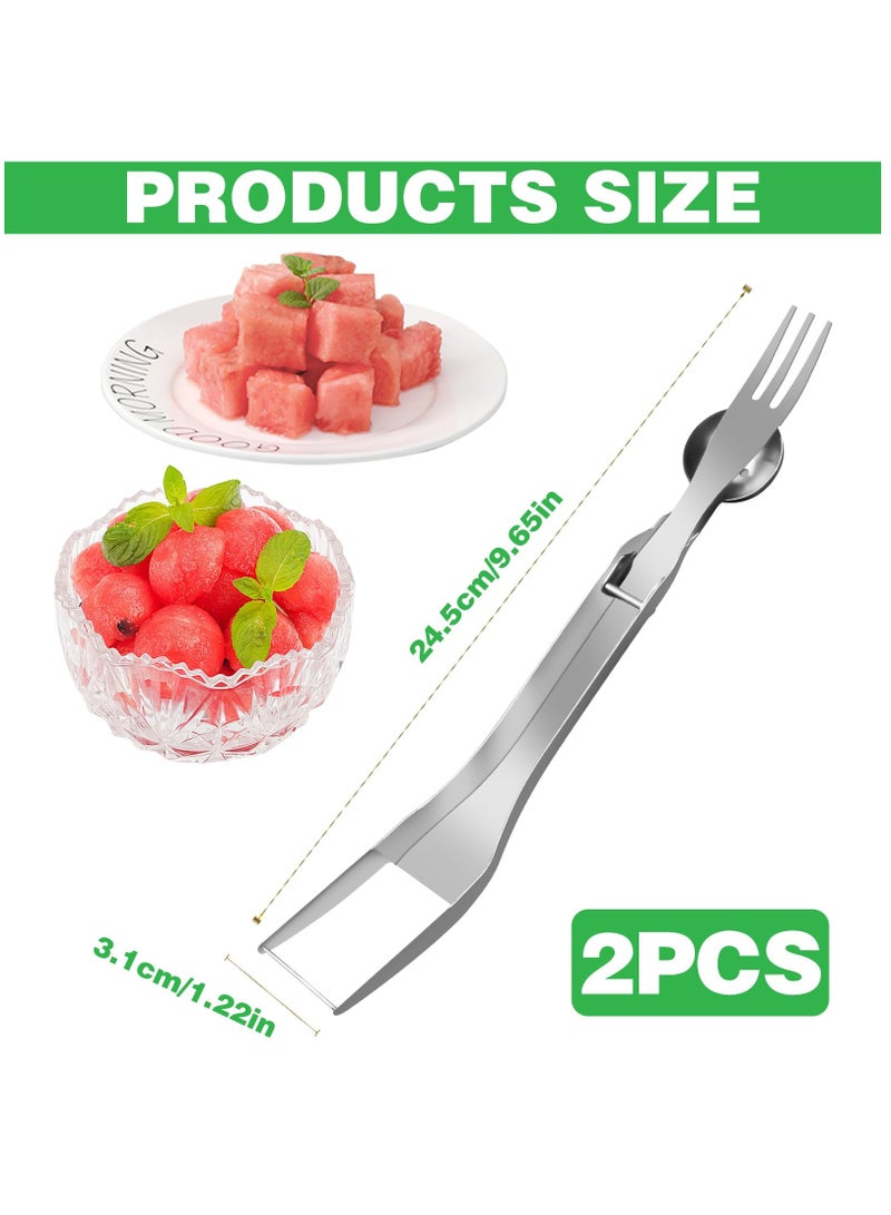 2Pcs Watermelon Cutter, Stainless Steel Watermelon Slicer 3-In-1 Fruit Slicer Portable for Home Party Watermelon Cutter Slicer Tool, Thicken Stainless Steel Fruit Cutter Watermelon Slicer Cutter Tool