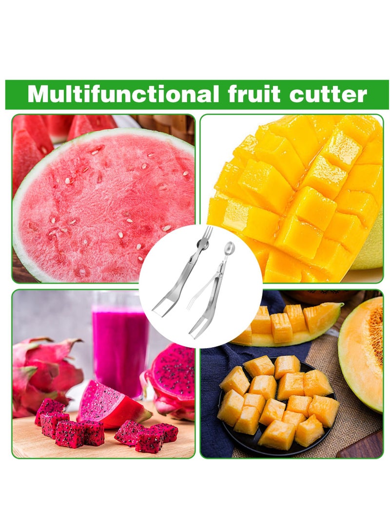 2Pcs Watermelon Cutter, Stainless Steel Watermelon Slicer 3-In-1 Fruit Slicer Portable for Home Party Watermelon Cutter Slicer Tool, Thicken Stainless Steel Fruit Cutter Watermelon Slicer Cutter Tool