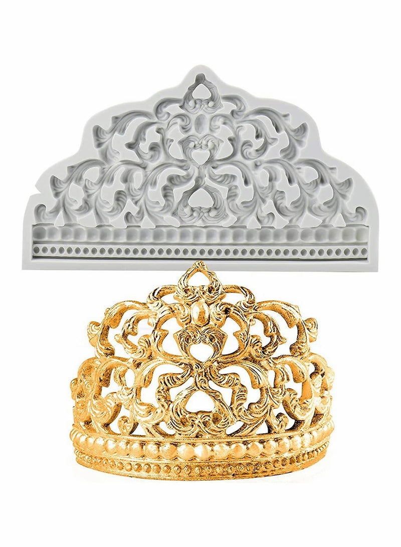 Crown Cake Fondant Molds, Sugar Craft Crown Baroque Style Silicone Mold for DIY Baking Cupcake Topper Chocolate Candy Pastry Jewelry Clay Cake Decorating