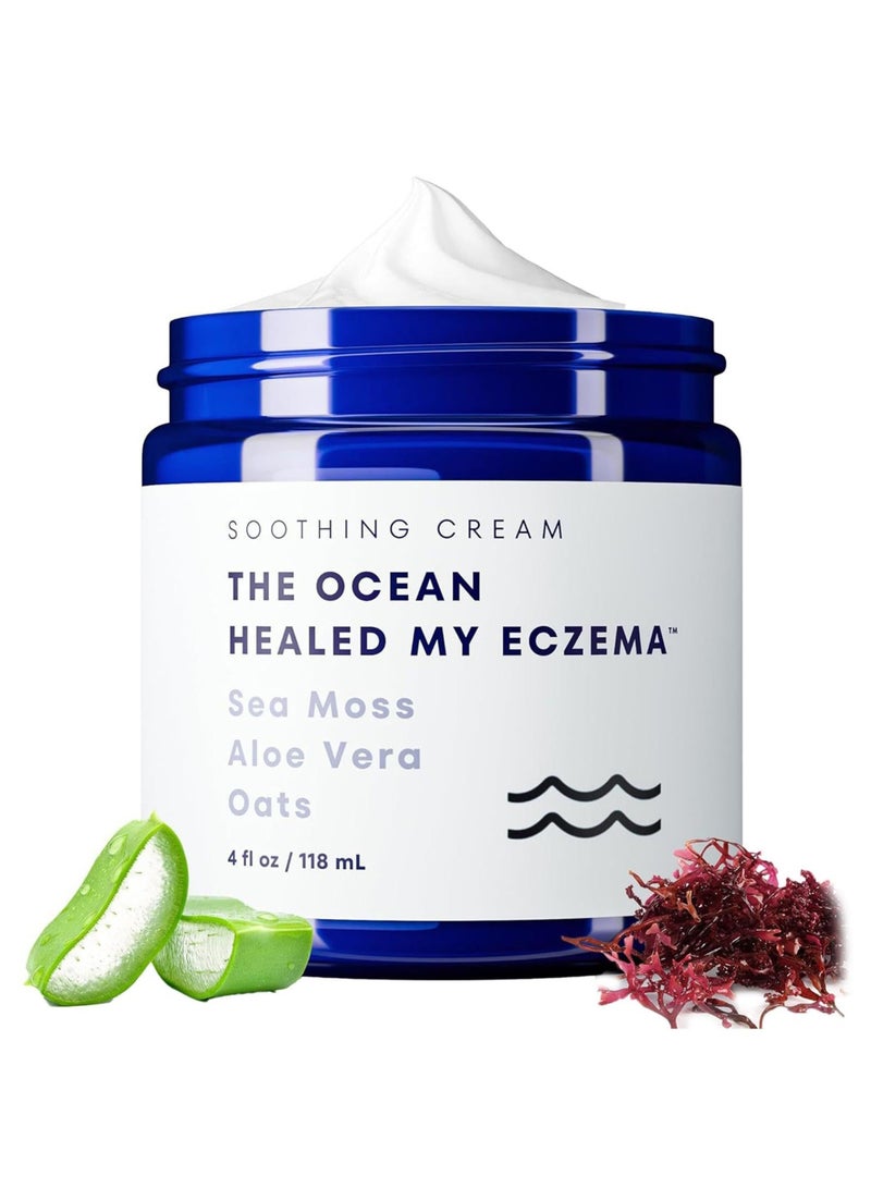 Natural Soothing Eczemas Cream, Healed Sea Moss Colloidal Oats, Hydrating Soothing Cream, for Dry Sensitive and Eczema Prone Skin, Dermatological Body Cream, Daily Body & Face Application (118ml)