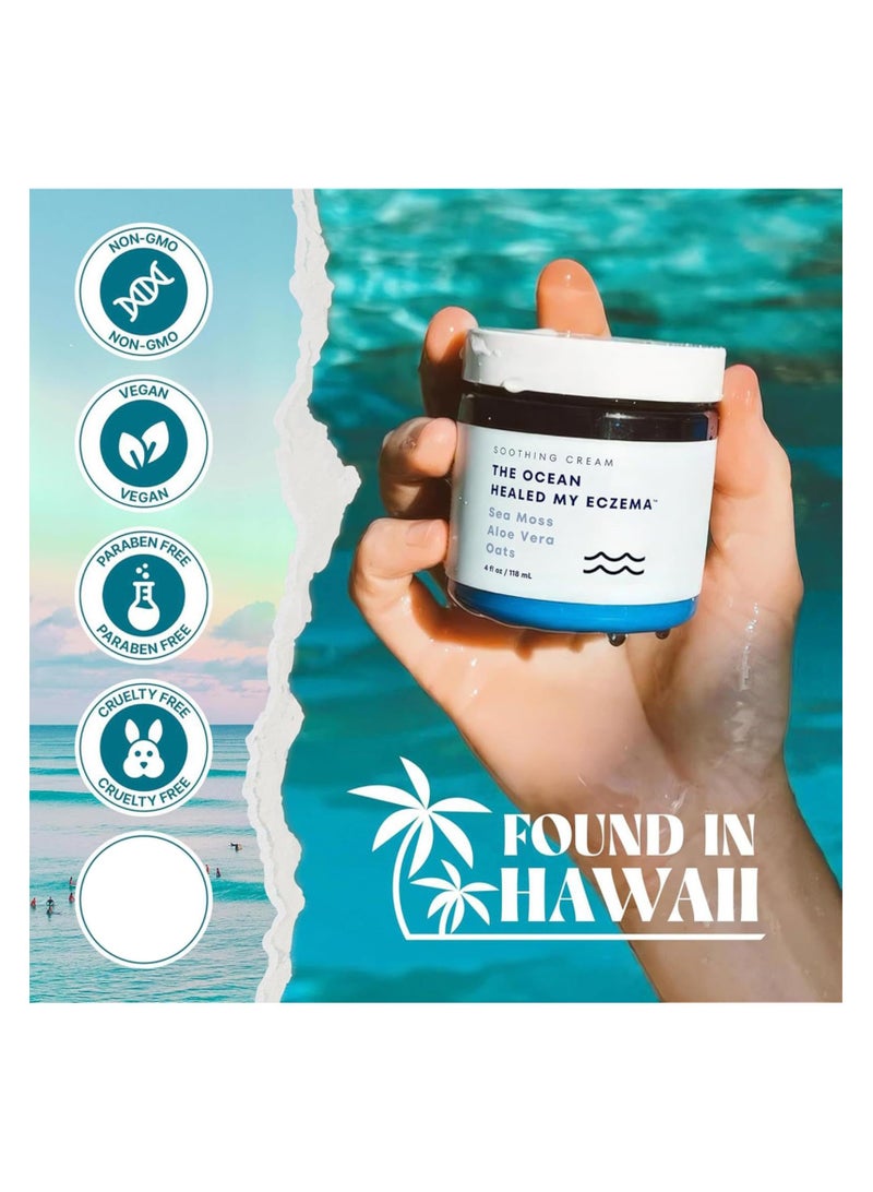 Natural Soothing Eczemas Cream, Healed Sea Moss Colloidal Oats, Hydrating Soothing Cream, for Dry Sensitive and Eczema Prone Skin, Dermatological Body Cream, Daily Body & Face Application (118ml)