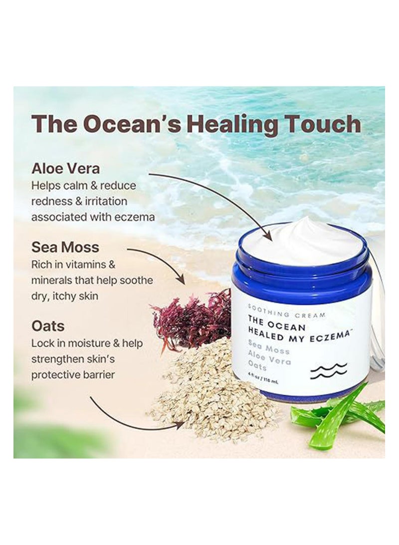 Natural Soothing Eczemas Cream, Healed Sea Moss Colloidal Oats, Hydrating Soothing Cream, for Dry Sensitive and Eczema Prone Skin, Dermatological Body Cream, Daily Body & Face Application (118ml)