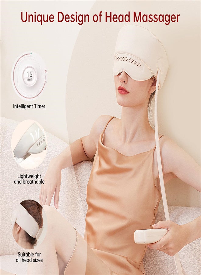 Electric Head Massager, Hair Scalp Massager Head Compress Air Bag Massager with Heat & Knead, Portable Sleeping Electric Head-Eye Massager for Women Men