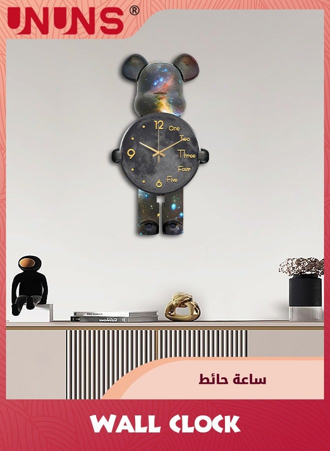 Large Wall Clocks For Living Room,Bear Shaped Modern Pendulum Wall Clock,Silent Quartz Battery Operated Non-Ticking For Bedroom Kitchen Office,12Inch