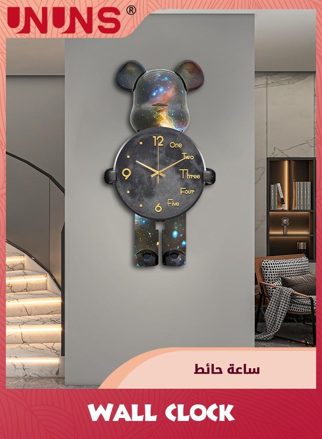 Large Wall Clocks For Living Room,Bear Shaped Modern Pendulum Wall Clock,Silent Quartz Battery Operated Non-Ticking For Bedroom Kitchen Office,12Inch