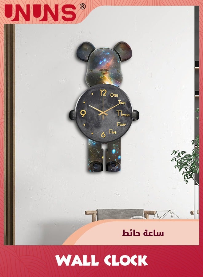 Large Wall Clocks For Living Room,Bear Shaped Modern Pendulum Wall Clock,Silent Quartz Battery Operated Non-Ticking For Bedroom Kitchen Office,12Inch