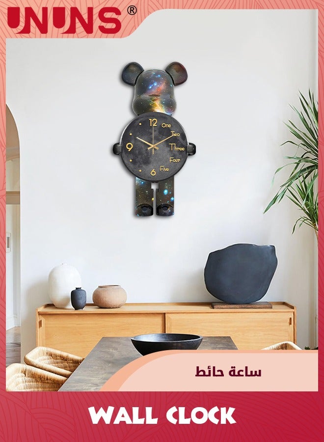 Large Wall Clocks For Living Room,Bear Shaped Modern Pendulum Wall Clock,Silent Quartz Battery Operated Non-Ticking For Bedroom Kitchen Office,12Inch