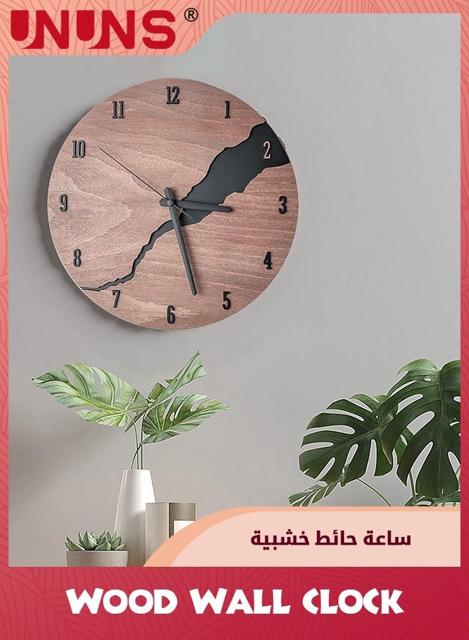 12 Inch Wall Clock,Simple Cracked Wooden Wall Clock,Silent Non-Ticking Large Wall Clock,Modern Farmhouse Decorative Analog Clock For Living Room Bedroom Office Dining Room,MDF Clock Battery Operated