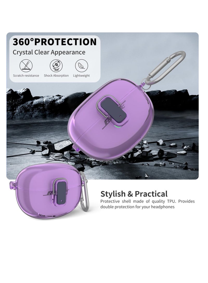 Earbuds Case for Bose Ultra Open, Clear TPU Shockproof Protective Cover for Bose Open Ear Wireless Earbuds, Wireless Earbuds Accessories with Secure Lock & Keychain, Clear Purple