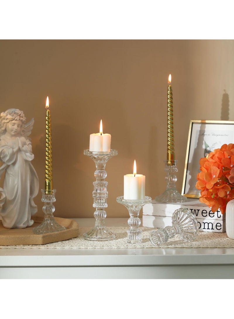 Clear Candlestick Holders, 6 Pcs Elegant Glass Taper Candle Holders for Wedding, Party, Festival and Anniversary Table Decor