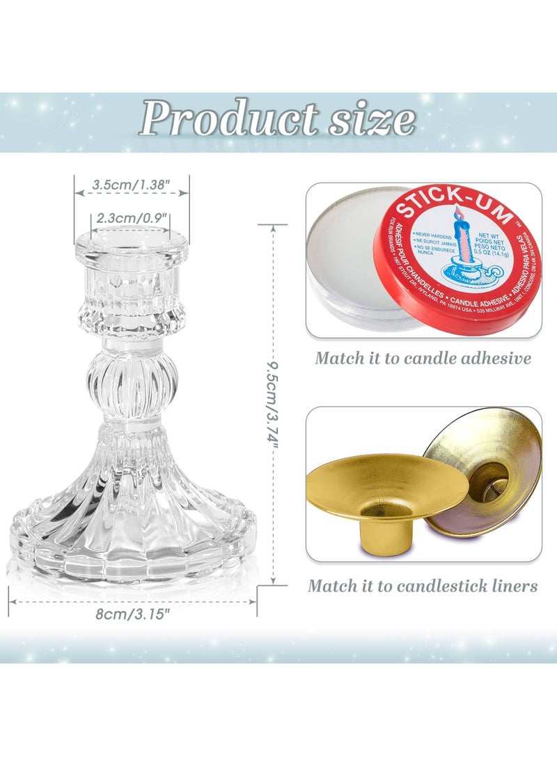 Clear Candlestick Holders, 6 Pcs Elegant Glass Taper Candle Holders for Wedding, Party, Festival and Anniversary Table Decor