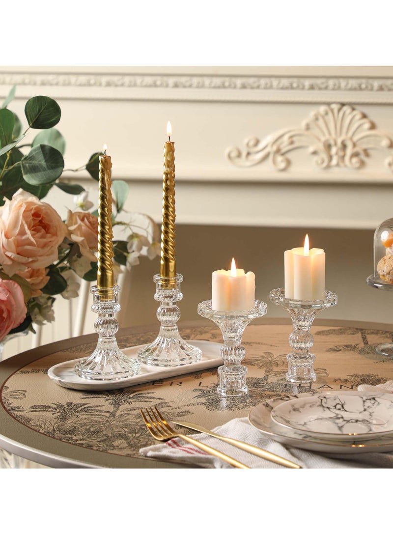 Clear Candlestick Holders, 6 Pcs Elegant Glass Taper Candle Holders for Wedding, Party, Festival and Anniversary Table Decor