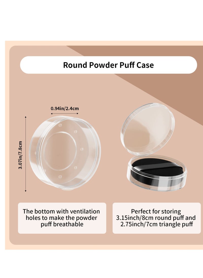 4 Pieces Powder Puff Protective Cases, Round, Square, and Triangle Storage Boxes for Travel, Cosmetic Cotton Container, Powder Puff Cases Only (Powder Puff Not Included)