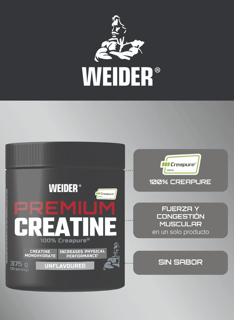 Creatine 375g Unflavour,100% Creatine Creapure Monohydrate (110 Servings)