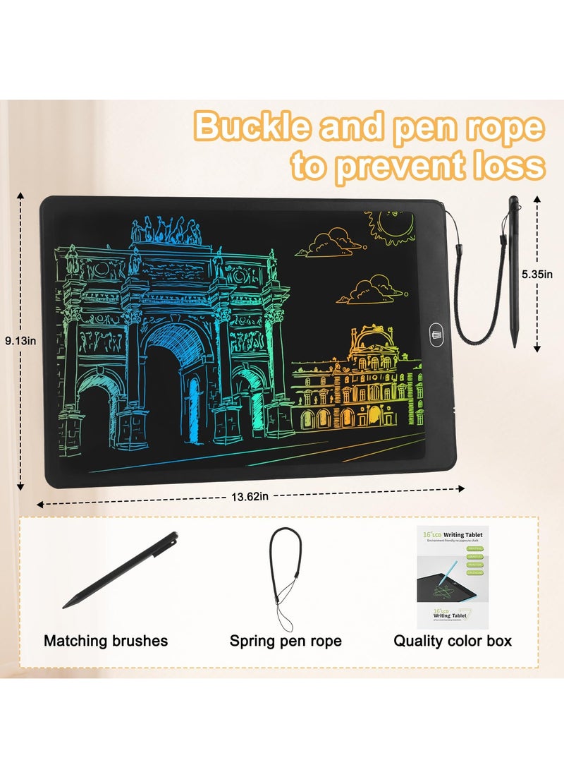 Kids Toys 16 Inch LCD Writing Tablet, Electronic Drawing Board for Kids and Adults, Travel Essentials for 3-6 Year Olds, Birthday Gift, Party Favors, Stocking Stuffers for Kids, Women, Men (Black)