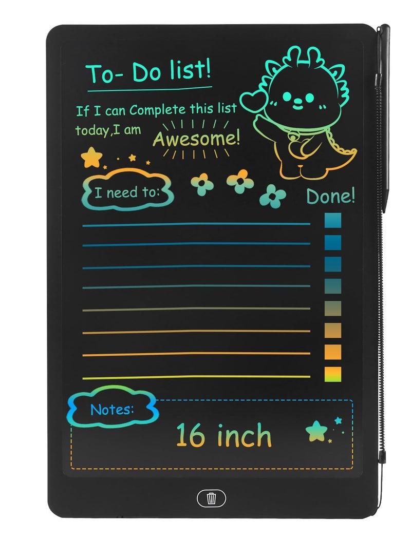 Kids Toys 16 Inch LCD Writing Tablet, Electronic Drawing Board for Kids and Adults, Travel Essentials for 3-6 Year Olds, Birthday Gift, Party Favors, Stocking Stuffers for Kids, Women, Men (Black)