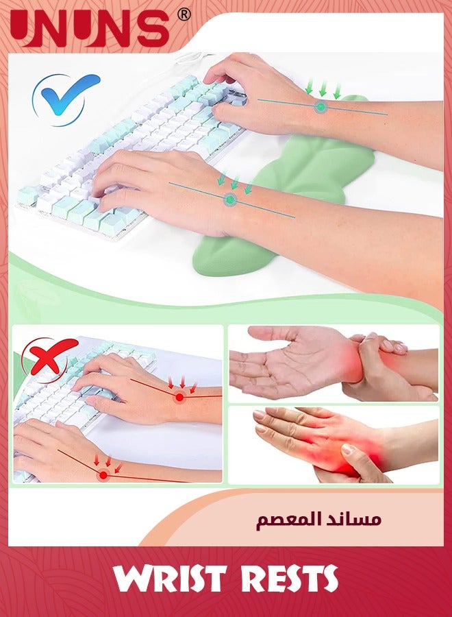 Keyboard Wrist Rest Set,Ergonomic Memory Foam Wrist Support Pad For Keyboard And Mouse,Easy Typing And Wrist Pain Relief Pad For Office,Studying,Gaming,Computer Laptop,3PCS,Green