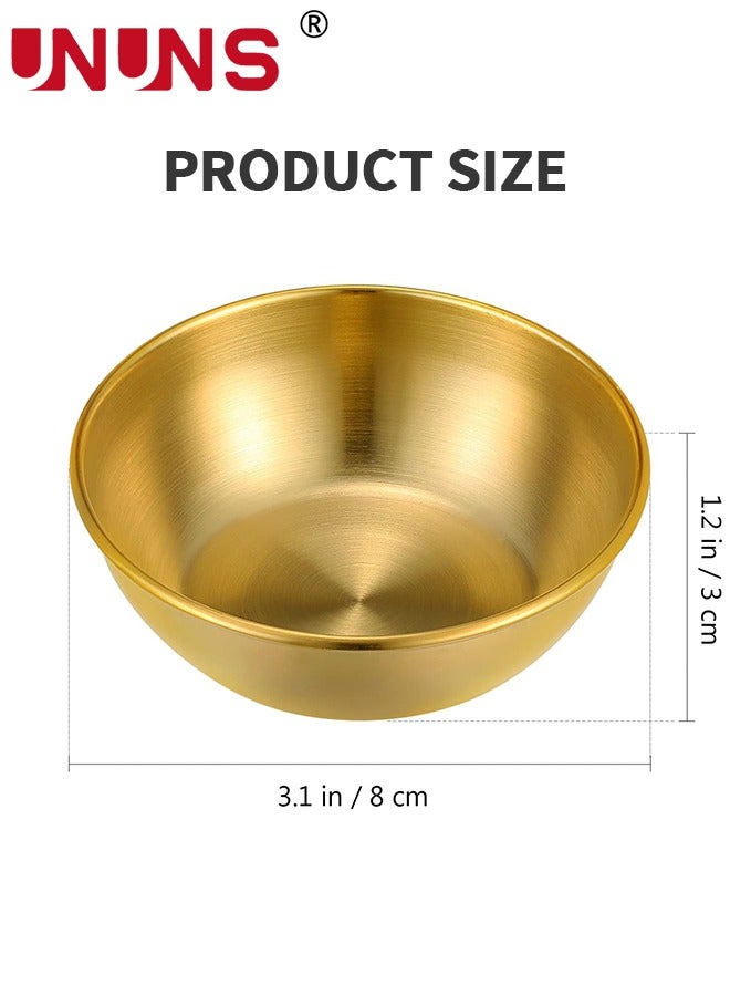 8-Piece Sauce Dish Set,3.1 Inch Stainless Steel Mini Individual Saucers Bowl,Round Seasoning Dishes Sushi Dipping Bowl Appetizer Plates,Golden