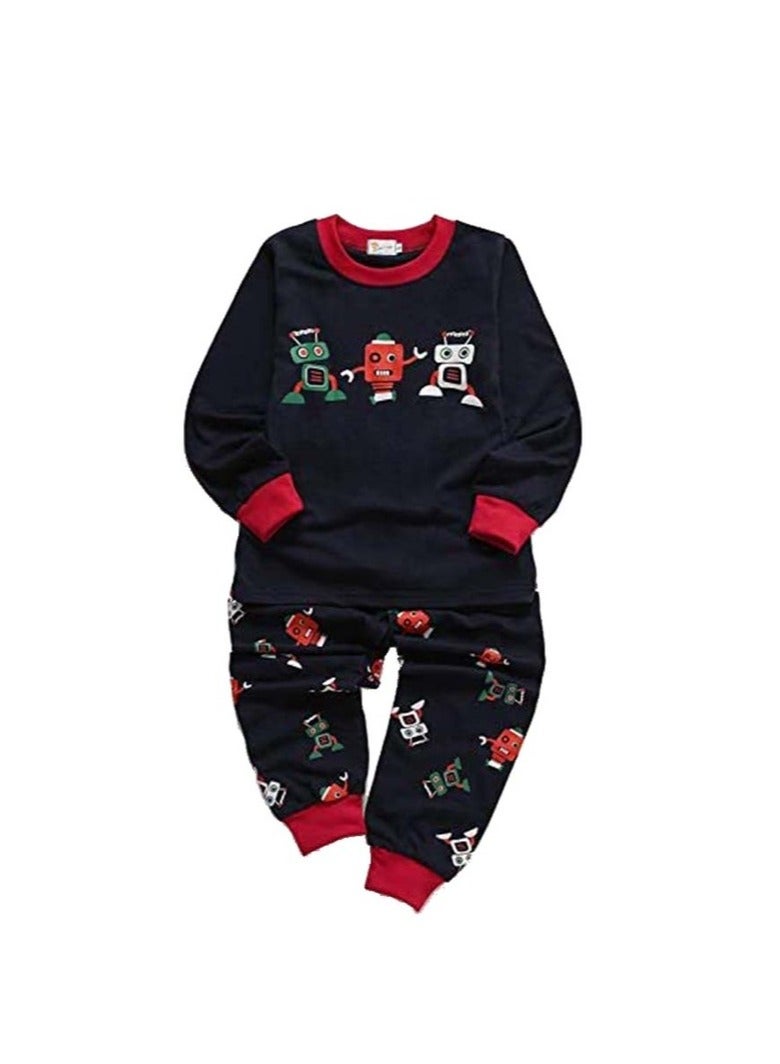 Tecrok boy Pajamas, Little Boys 2 Pieces Sets Cartoon Patterned 100% Cotton Sleepwear Kids Clothes for Age 1-6 Years