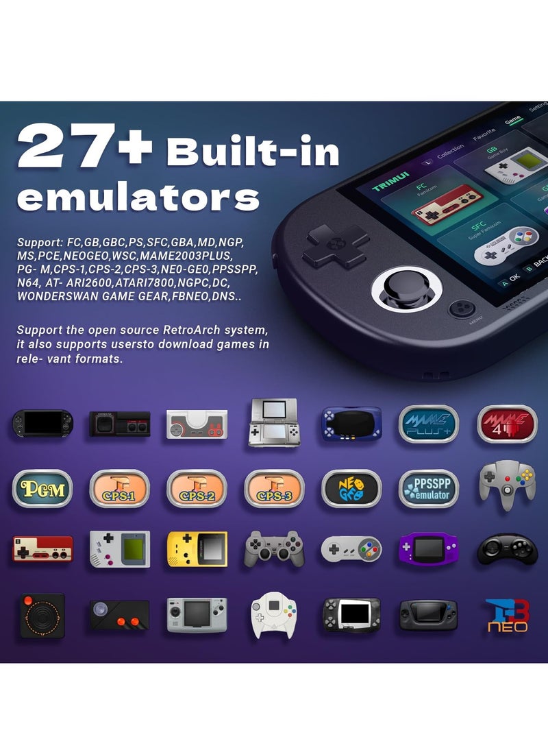 5 inch Handheld Game Console Open source handheld game console 720*1280 IPS high definition smart handheld Game Consoles Preinstalled Emulator System Black Memory Card not Included