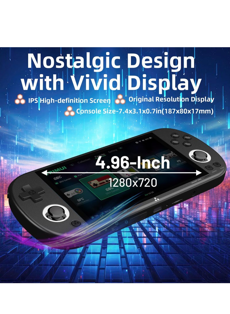 5 inch Handheld Game Console Open source handheld game console 720*1280 IPS high definition smart handheld Game Consoles Preinstalled Emulator System Black Memory Card not Included